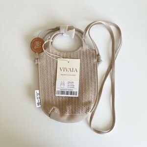 VIVAIA Mini Zahara Crochet Crossbody Bag in Almond
